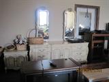 French Provincial double mirror dresser and night stand