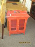 Childs antique cabinet...painted orange with tole painting