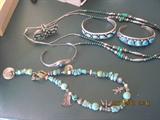 turquoise and silver bracelets, ring and necklaces