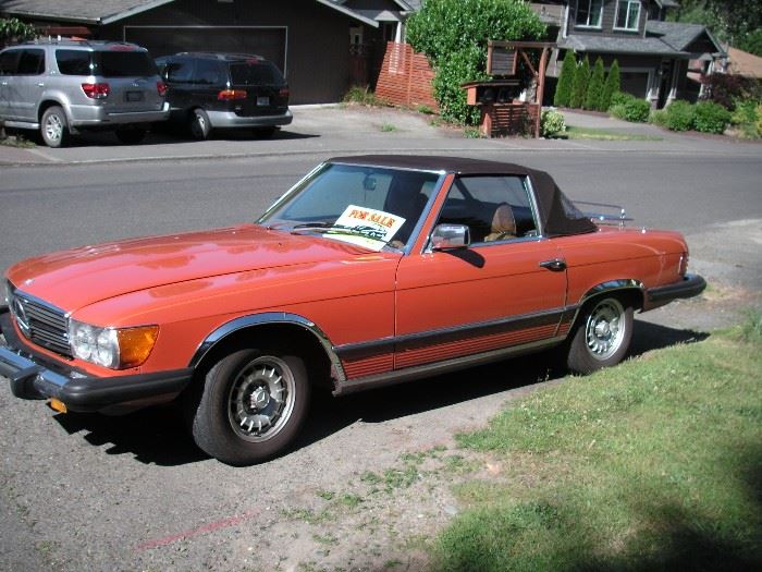 1977 Mercedes 450 SL; 115,000; third owner; leather interior; hardtop included.  Will be at the Greenwood car Show on Saturday; $8000.