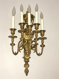 Pair gorgeous bronze or brass sconces