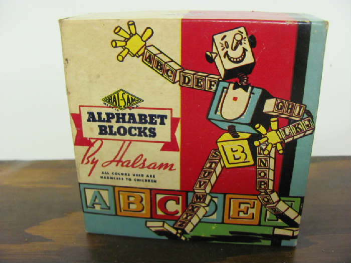Vintage blocks in box