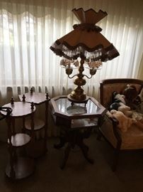 Gorgeous Vintage brass lamps and plant stands with Picture box table