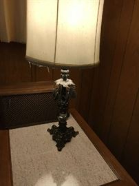 Gothic Metal and Crystal Pair of Lamps