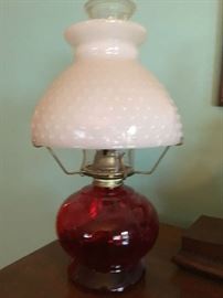 Oil Lamp with Milk Glass shade