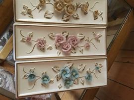 Lefton China wall plates great for a Mid Century Bathroom