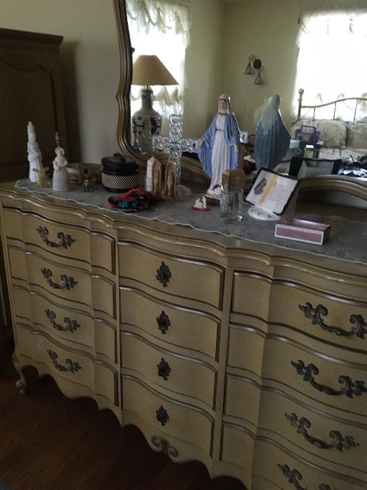 French Prov. Triple dresser with Mirror