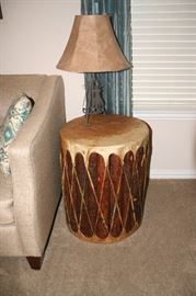 Unique drum side tables have 2 