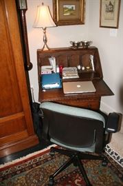 Vintage secretary desk with stool