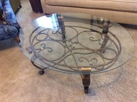 Lovely Iron and beveled glass coffee table