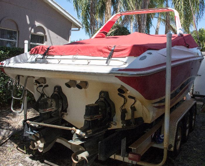 29 foot 1995 Baja Boat 290 offshore with 2 Bravo one out drive mercury and 2015 aluminum tri-axe trailer 