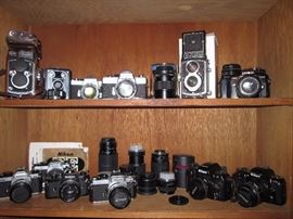 Vintage Yashica, Minolta, Rollicord.    Nikon SLR Film Cameras and Lenses