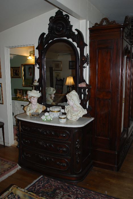 19th Century Dresser & Mirror. Manufactured by A.C. Richards - Cincinnati, Ohio.