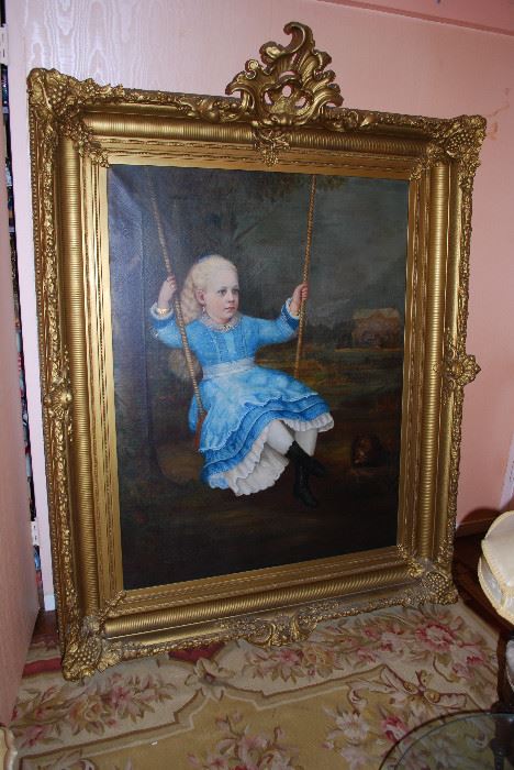 1870 Painting signed by "Merrill". Canvas Measures 42" Wide x 45" High. Beautiful Frame!