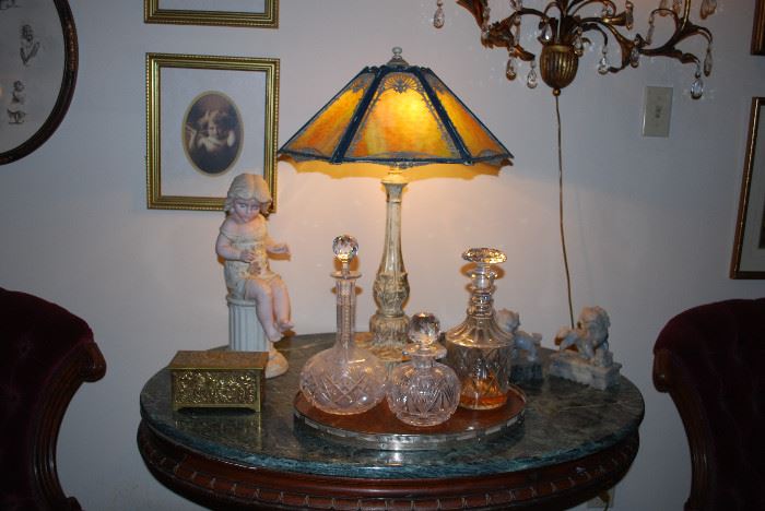 Unique Slag Glass Lamp.