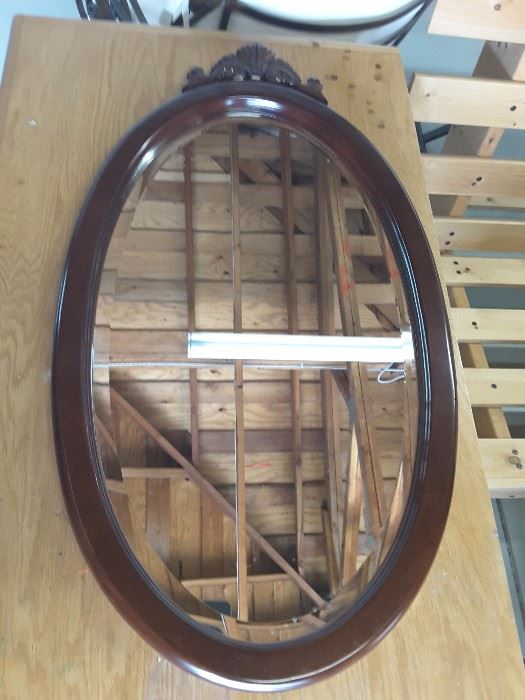 Wood Framed Oval Mirror, perfect for Entry Hall or Bathrooms, Den, Library.