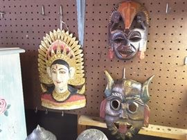 Balinese Masks Folk Art. 3 Different Masks.