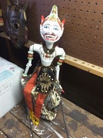 Balinese Puppet with 2 move-able sticks to move the puppet. Folk Art.