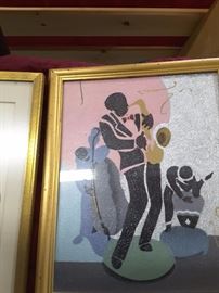 Jazz Musician Picture Artwork. Gold like Frame.