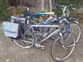 Men's  Cool Bikes.giant Cypress DX. Marin Mountain Bike, Hawks Hill. Specialized Sirris Bike has been SOLD. Many helmets.