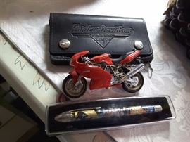 Harley wallet available, Koren Pen available. Small Ducati Bike SOLD.