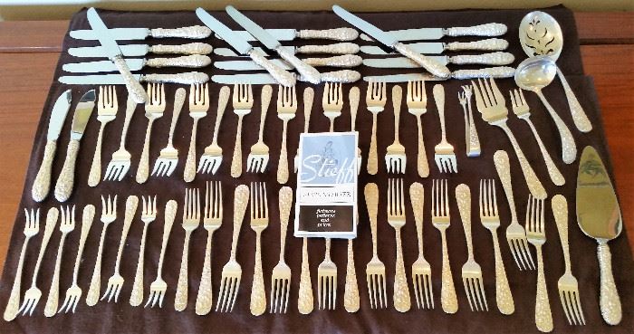 Vintage "Stieff" Forget-Me-Not Sterling Silver flatware set. Total of 127 pieces. 