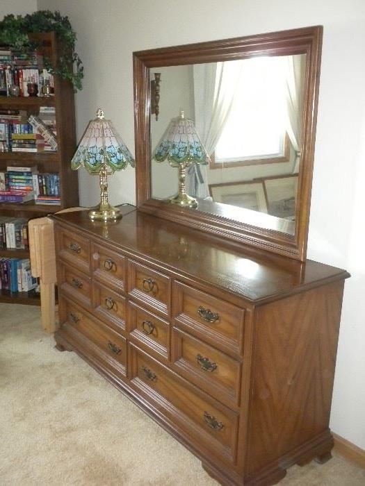 DRESSER WITH MIRROR AND BOOKCASE