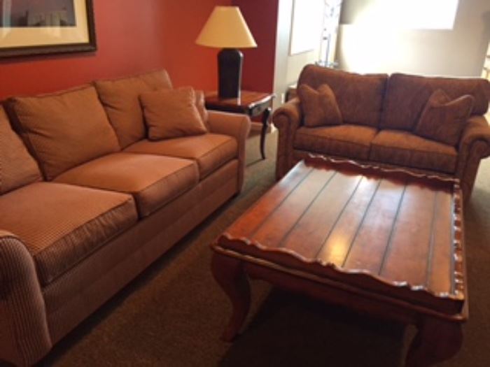 Ethan Allen sofa, loveseat and coffee table