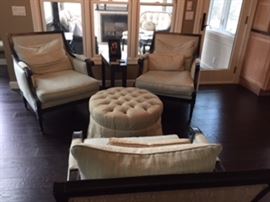 Ethan Allen Fairfax chairs and Coco ottoman