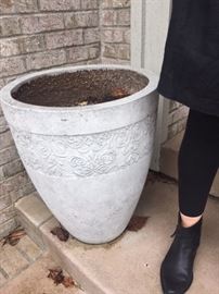 Two decorative cement planters