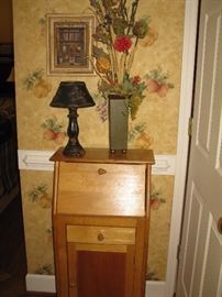 Small desk with storage. Great for a tiny spot