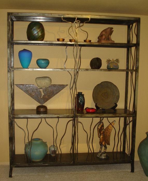 One of a kind etagere built from Houston shipyard steel