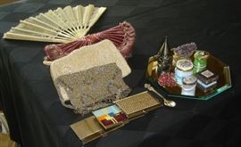 Limoges boxes, antique lace fan