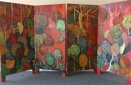 Very rare four-panel oil on board paintings by Ann Ballard Trigg.