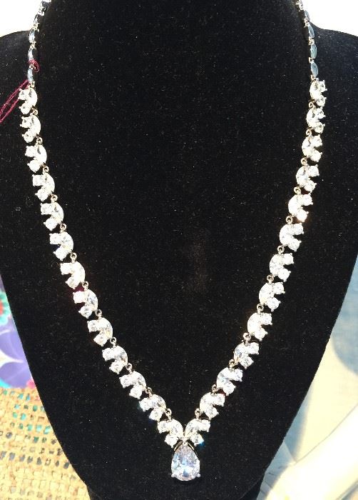 Extremely fine sterling cz "fabulous fake" necklace.