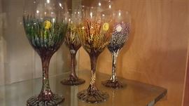 Hand Painted Wine Goblets Four Seasons