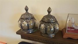 Silver Plated Trinket Jars or Candle Holders