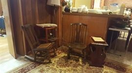 Antique Rocking Chairs, End Tables/Magazine Stands