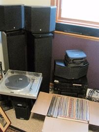EOSONE speakers and others. Records. Hitachi Turntable.