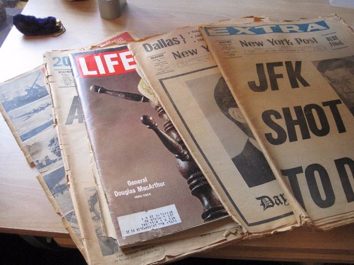 Old newspapers and magazines.