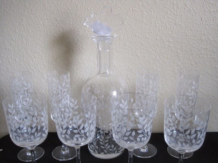 Lalique Decanter and glasses.