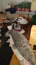 Sleep with the fishies!! Big ole fish pillows.