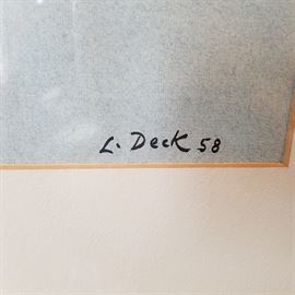 Close-up of the Leo Deck signature and date (19)58