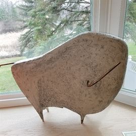 Ceramic and metal sculpture of a "Bull" or "Bison" (your call!)  No signature found.
