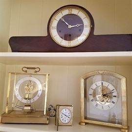 Assorted clocks.  Top one has replaced battery movement.  All in working order