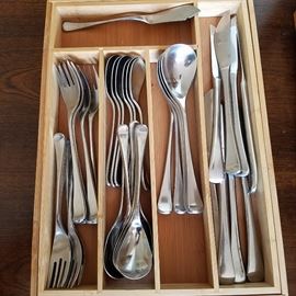 Set of stainless for six, missing one salad fork and one dinner fork.