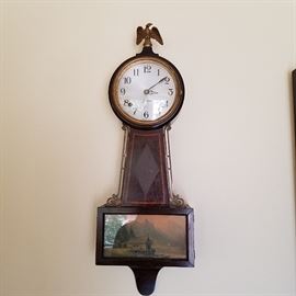 Sessions 8-day early 20th Century "Banjo" clock in working order