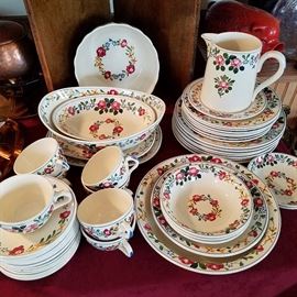 Partial set of hand-painted French dishes