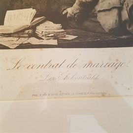 Close-up of title, English translation:  "The Contract of Marriage"