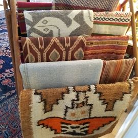 Assorted weavings, rugs, etc.